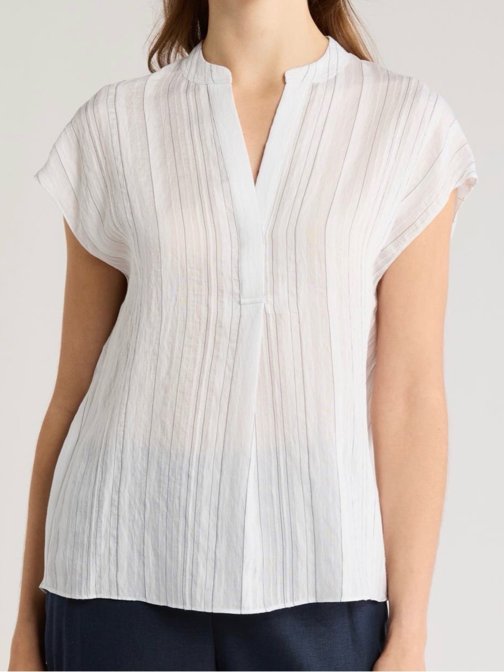 Vince. Striped Blouse in White & Black Size Large NWT